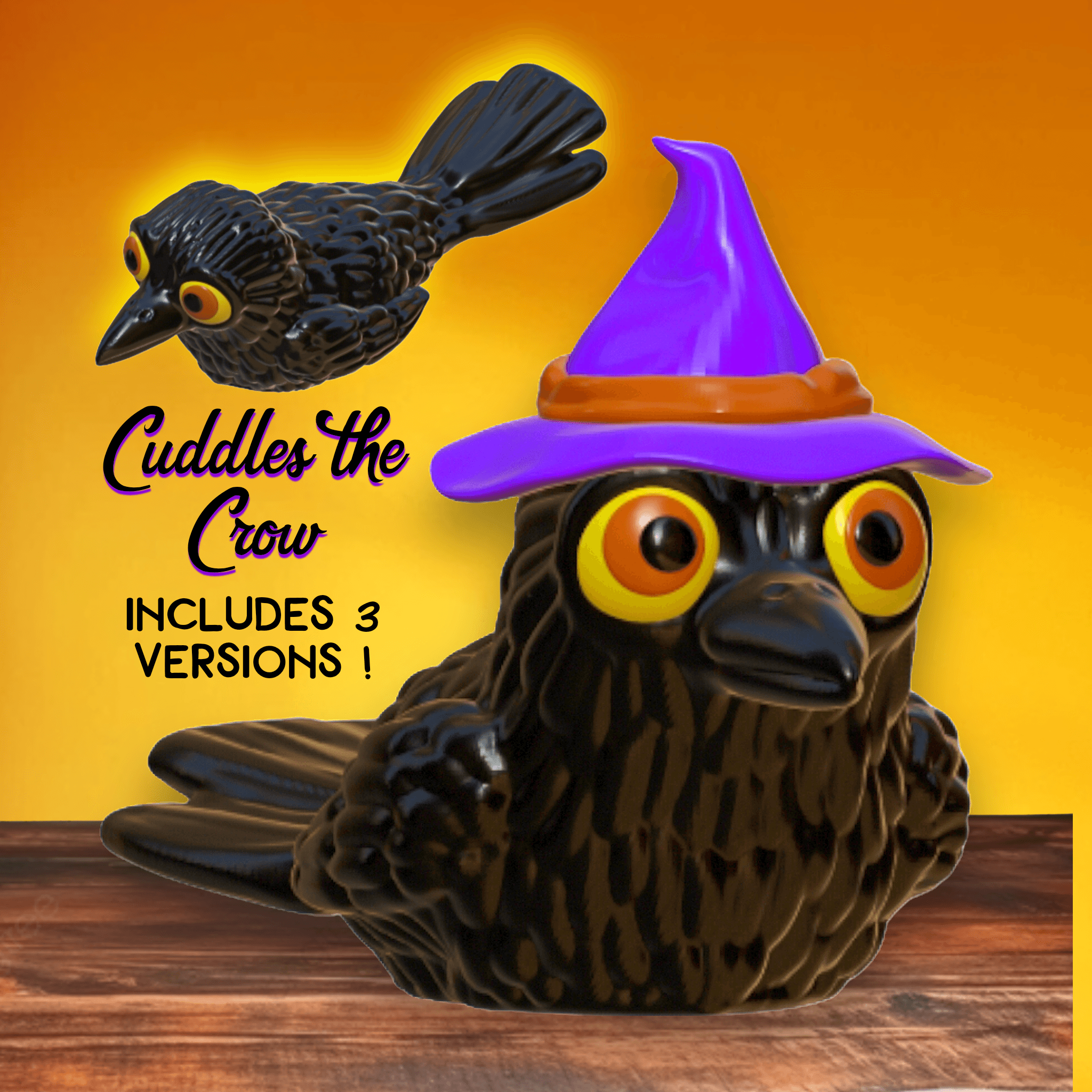 Cuddles the Crow Figurine Halloween Chibi Decor 3d model