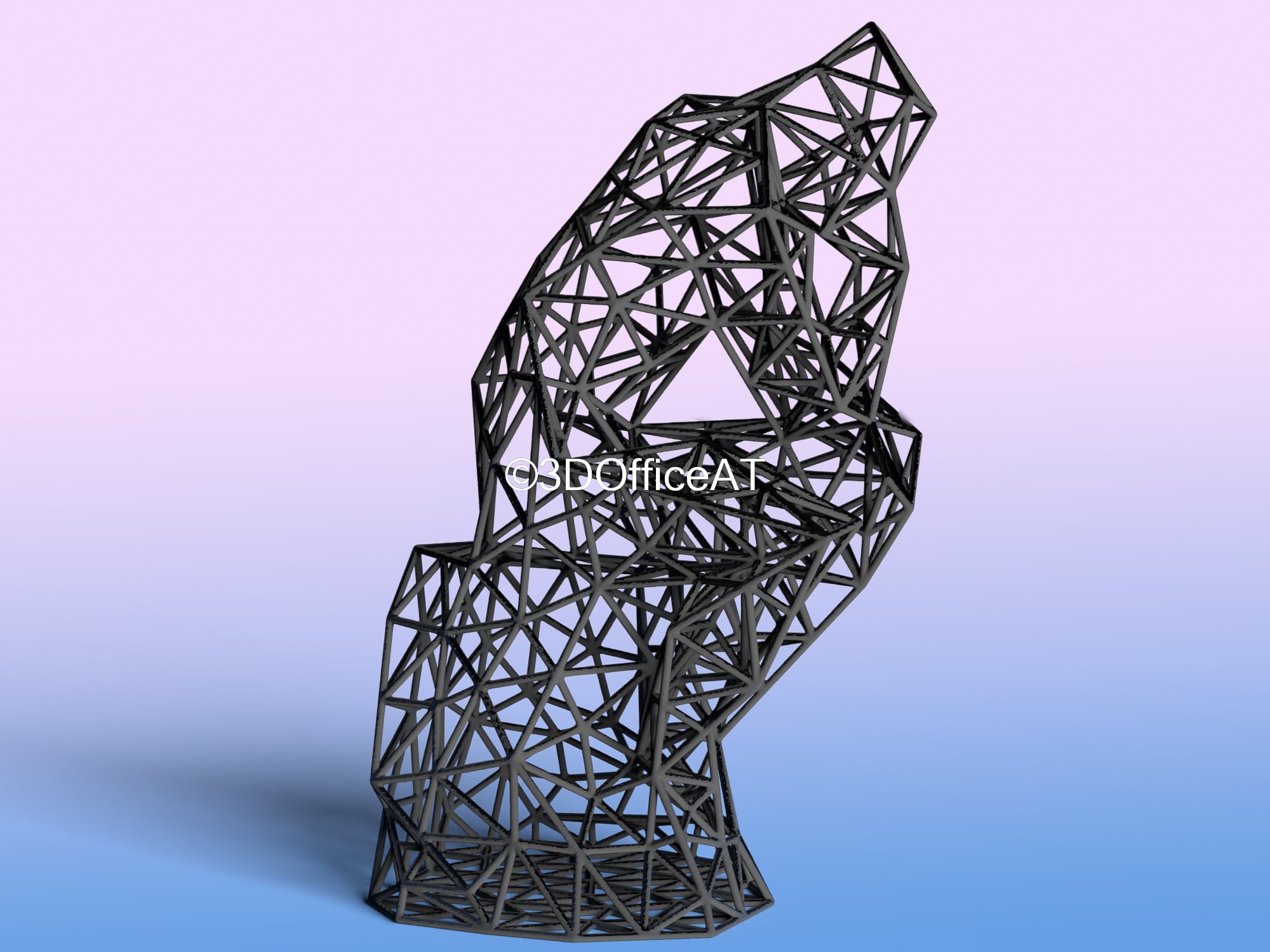 The Thinker Wire Art 3d model