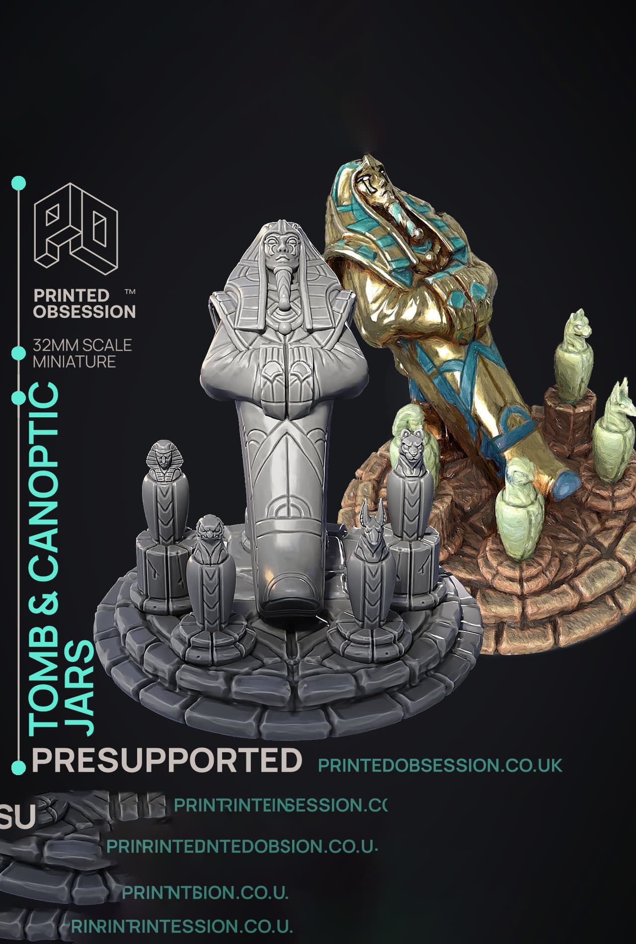 Tomb - Egyptian Scenery - Court of Anubis - PRESUPPORTED - Illustrated and Stats - 32mm scale 3d model