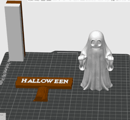 Halloween Ghost with Wooden Sign β 3D Printable Decoration 3d model