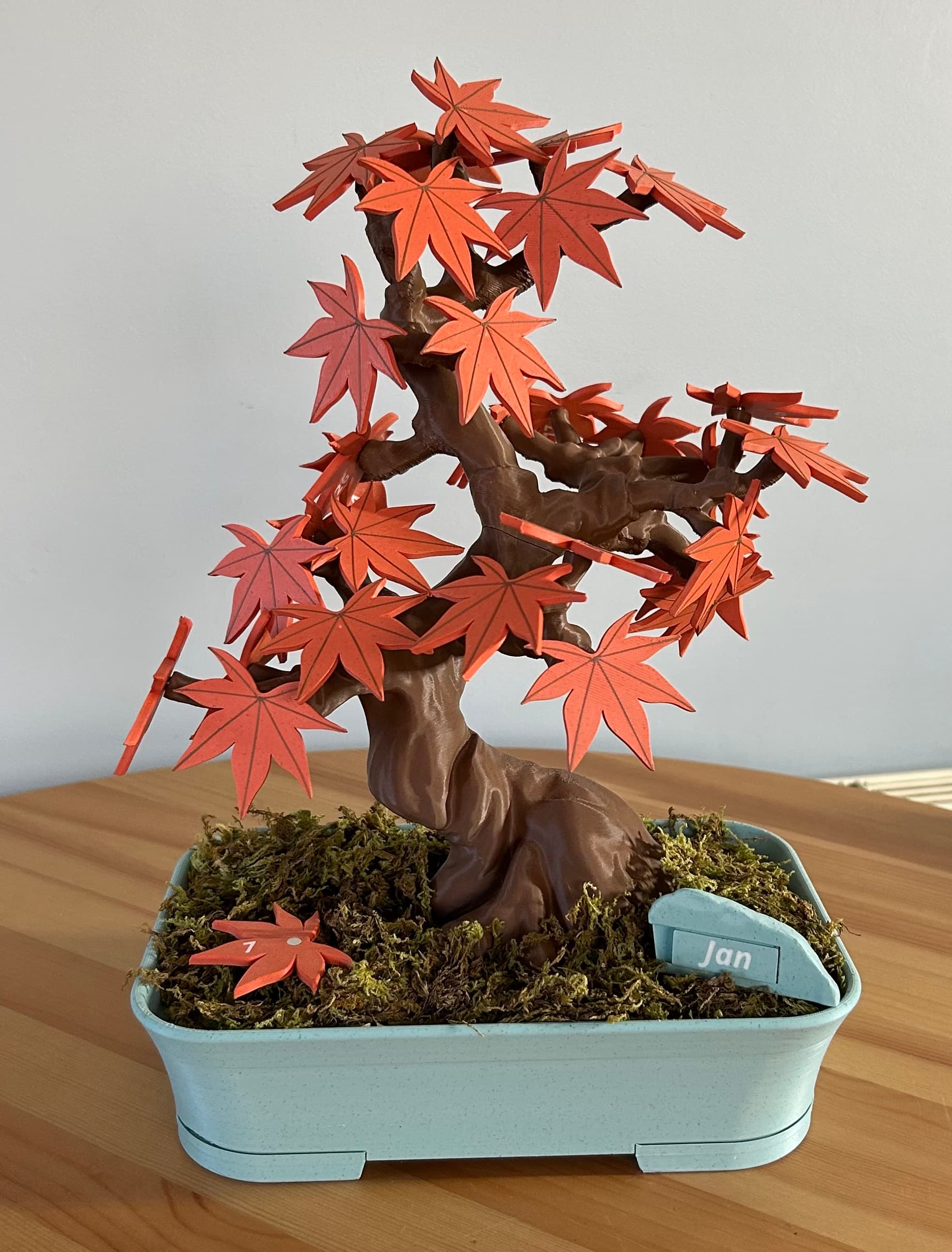 Printed using Polymaker filaments :)
Leaves: Marble Brick Red, Cotton White, Earth Brown
Trunk: Earth Brown
Pot: Marble Slate Grey