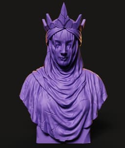 Veiled Queen Bust STL | Dark Fantasy 3D Print | HighDetail 3d model
