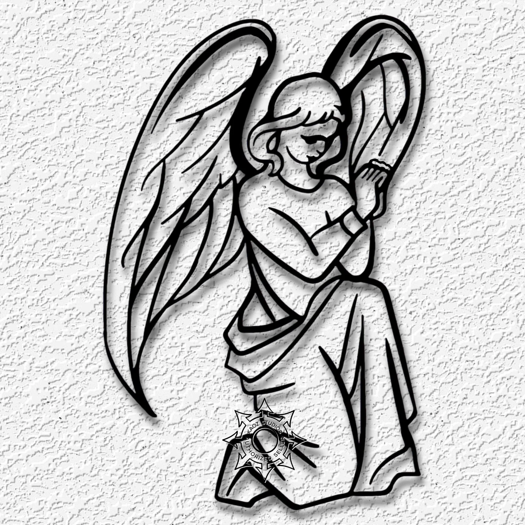 angel kneeling wall art praying angel decor 3d model