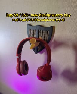 Medieval Shield & Sword Wall Headphone Stand 3d model