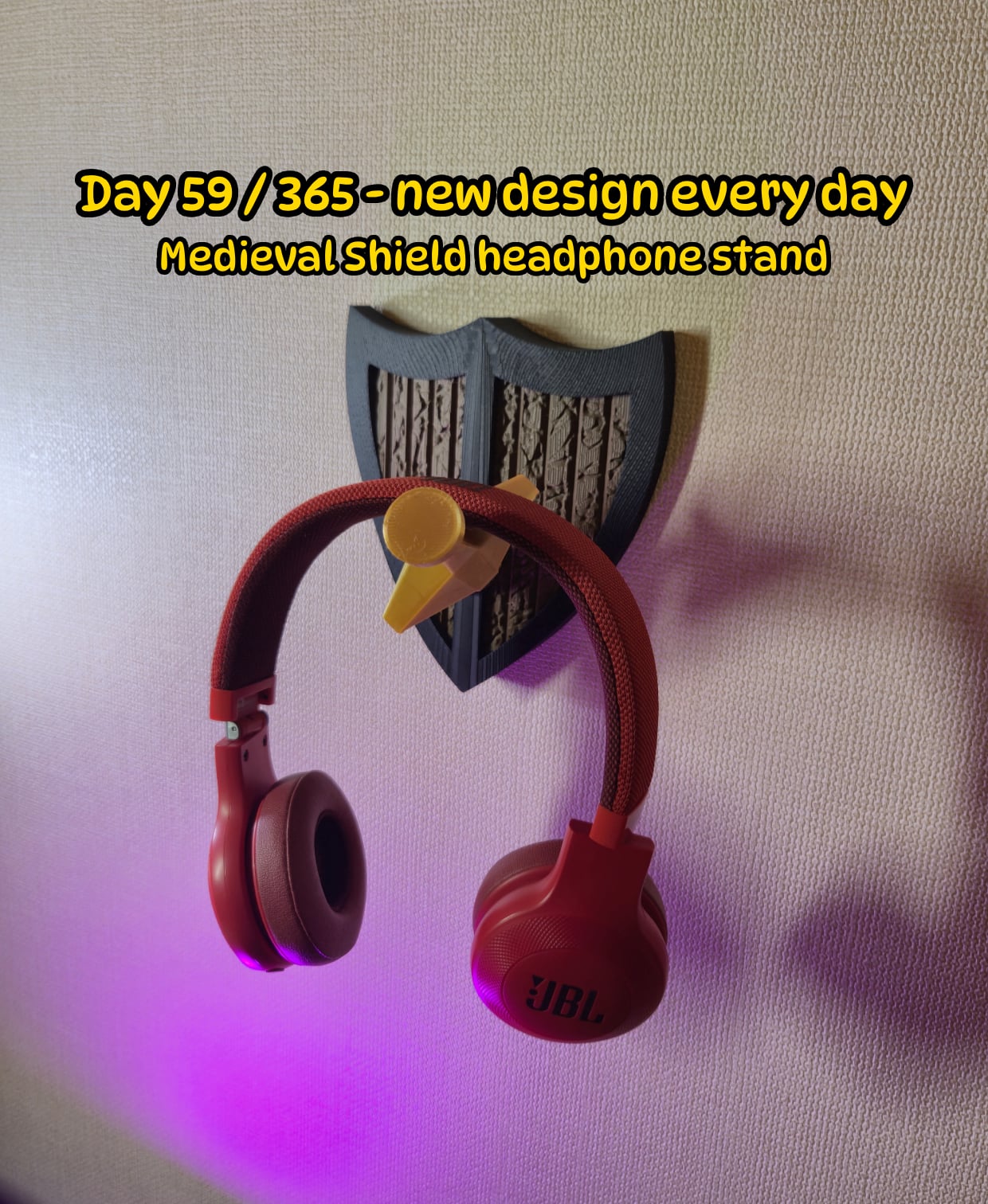 Medieval Shield & Sword Wall Headphone Stand 3d model