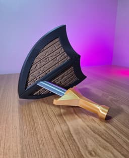 Medieval Shield & Sword Wall Headphone Stand 3d model