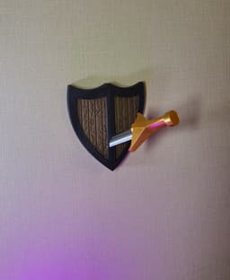 Medieval Shield & Sword Wall Headphone Stand 3d model