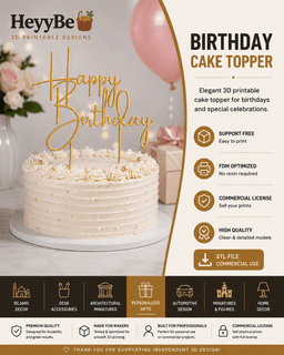 Happy Birthday Cake Topper – 3D Printable STL 3d model
