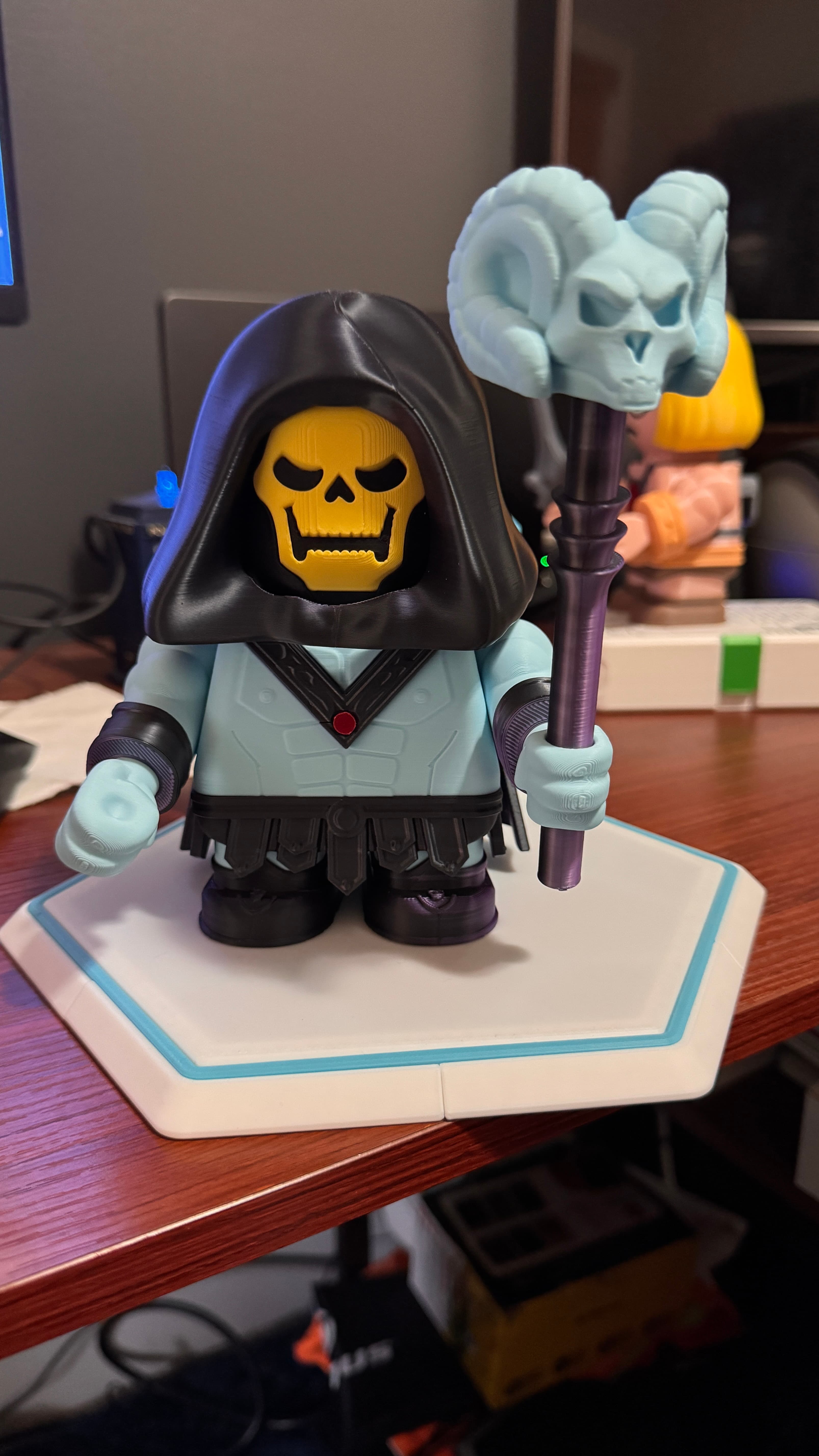 Staff needed brim, but printed perfectly on my A1 mini. Failed 4x on my P2S though. Odd... Used a black/purple filament for the print, and think it turned out amazing.