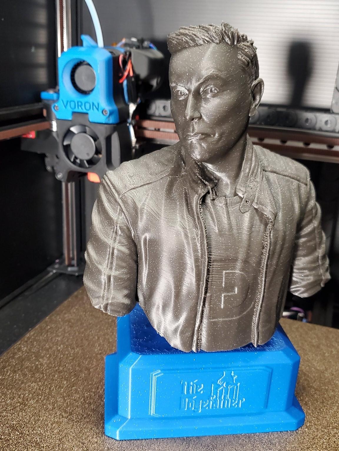 The Dogefather (Elon Musk) - Sparta3d Sparkle ABS+ on a voron v2.4 @0.2mm LH with a 0.6mm nozzle. Scaled 200% - 3d model