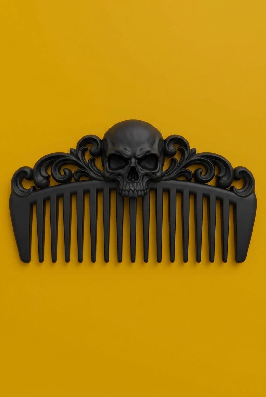 Gothic Skull Hair Comb – 3D Printable Hair Accessory and Costume Prop 3d model