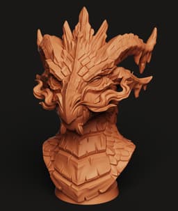 Ancient Dragon Head Bust | Mythical Beast Statue | Fantasy Creature Decor 3d model