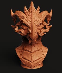Ancient Dragon Head Bust | Mythical Beast Statue | Fantasy Creature Decor 3d model