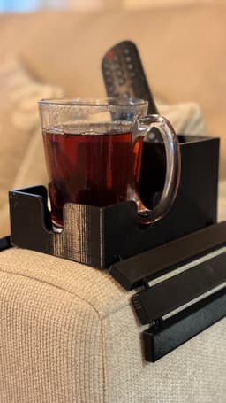 Flexi Couch Armrest Cup & Remote Holder – Flexible Fit 3D Printable STL File 3d model
