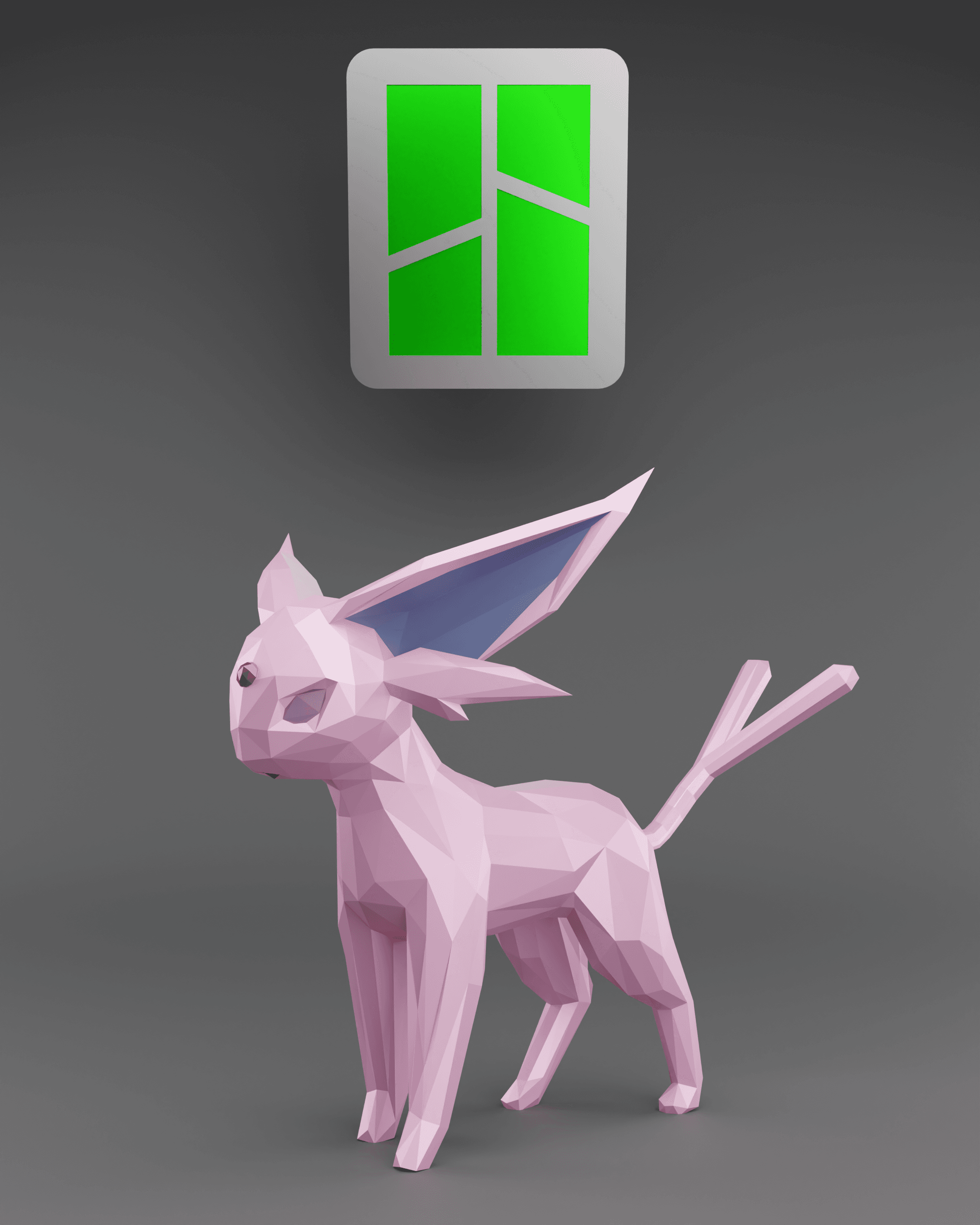 Low Poly Espeon - Fan Art (Bambu Project and Multi-Part Included) 3d model