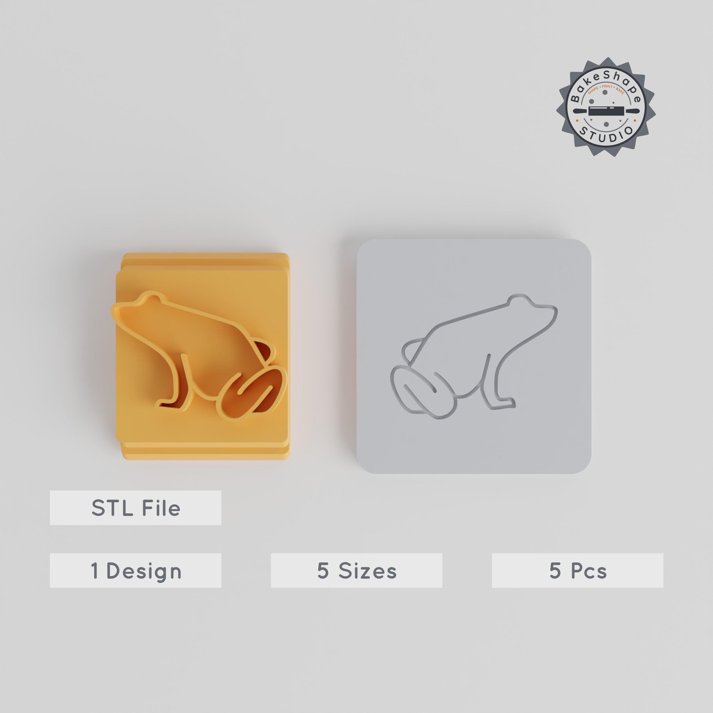 Frog Stamp Tile Set, 5 Sizes from 20-40mm, Perfect for Clay, Cookies & Fondant, Animal Motif for Soft Materials PRODUCT_3716 3d model