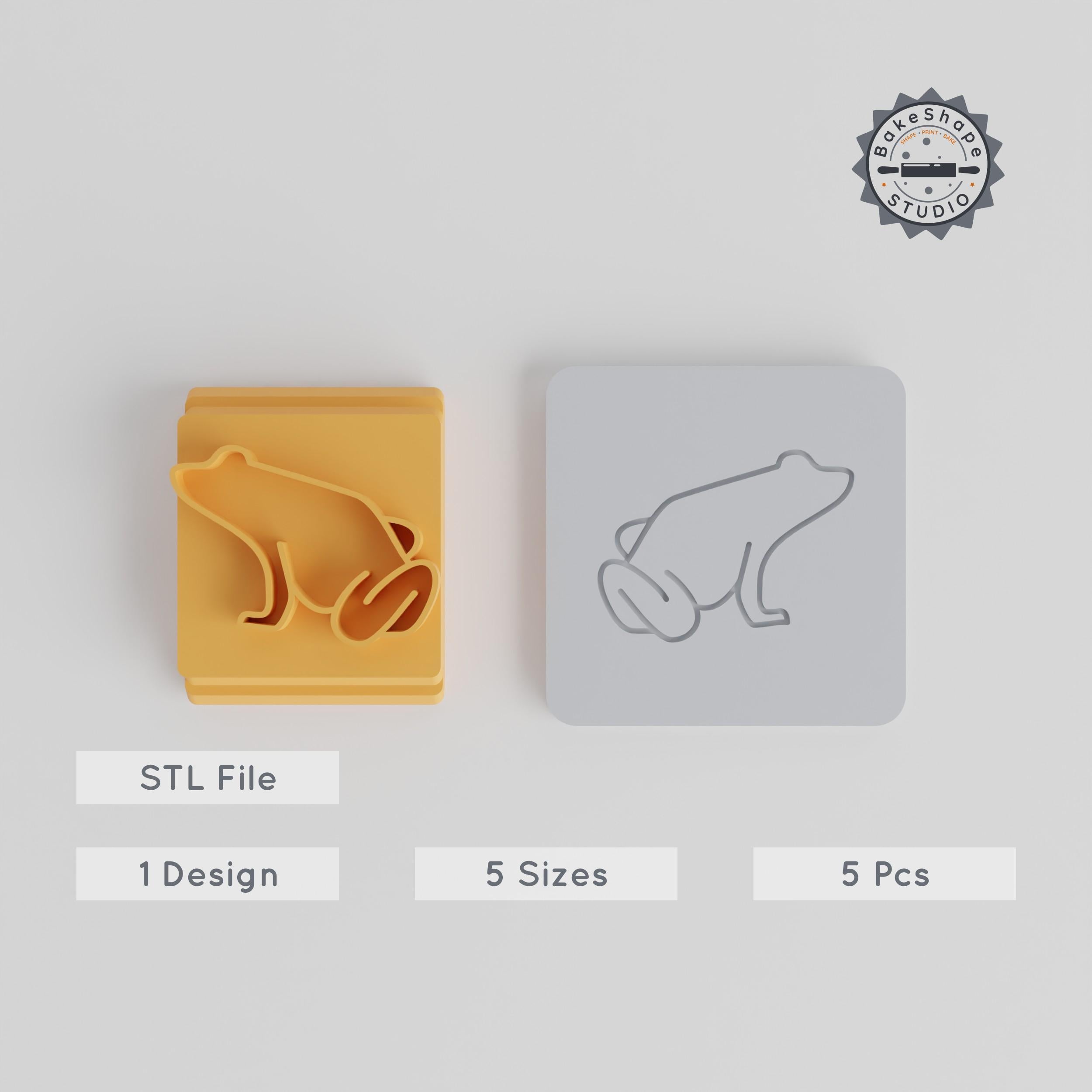 Frog Stamp Tile Set, 5 Sizes from 20-40mm, Perfect for Clay, Cookies & Fondant, Animal Motif for Soft Materials PRODUCT_3716 3d model