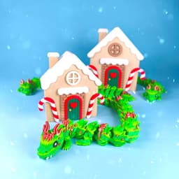 Flexi Xmas Dragon β Toy β’ Keychain β’ Magnet, Articulated Christmas Toy 3d model