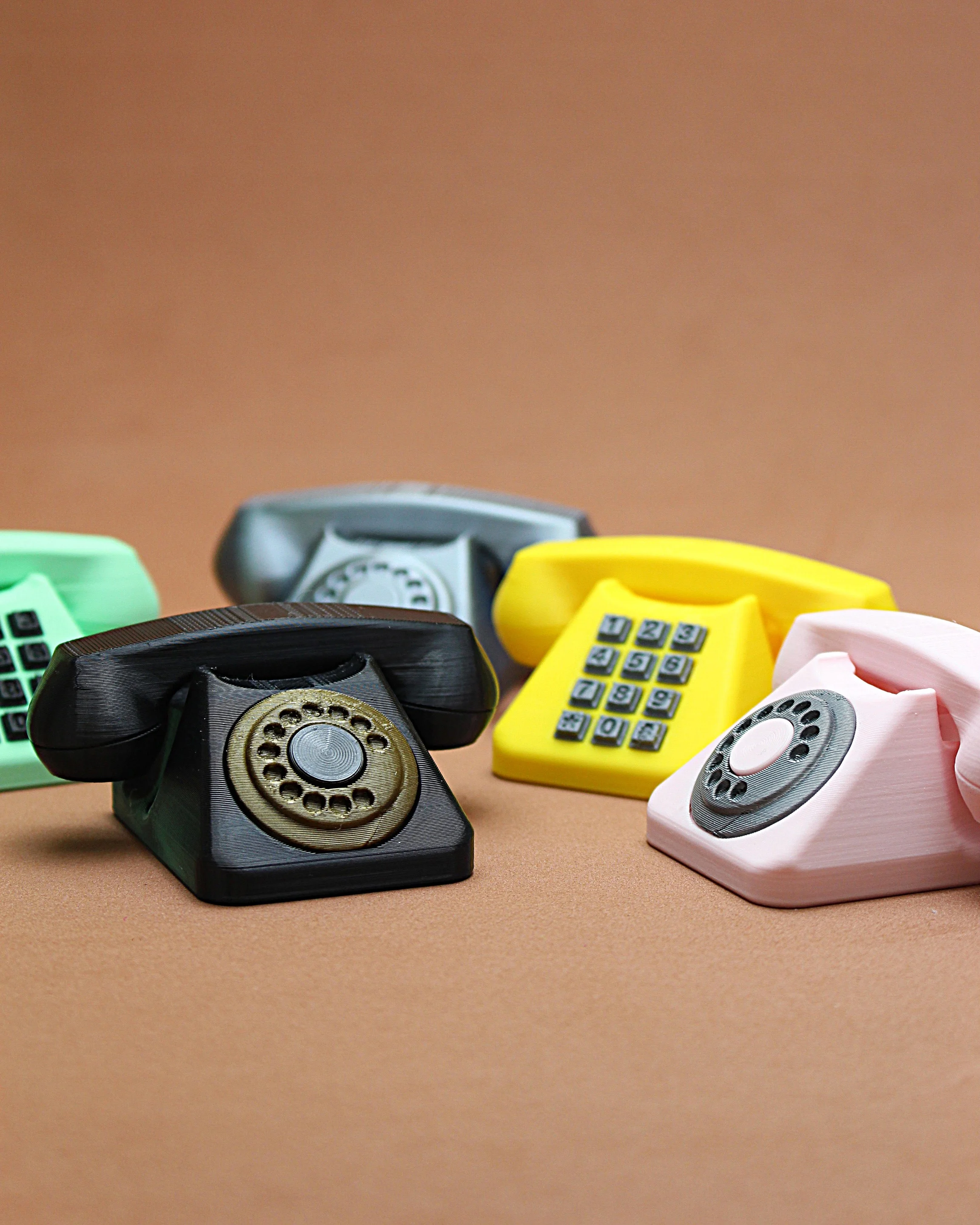Retro Telephone Fidget Clicker Keychain 3d model