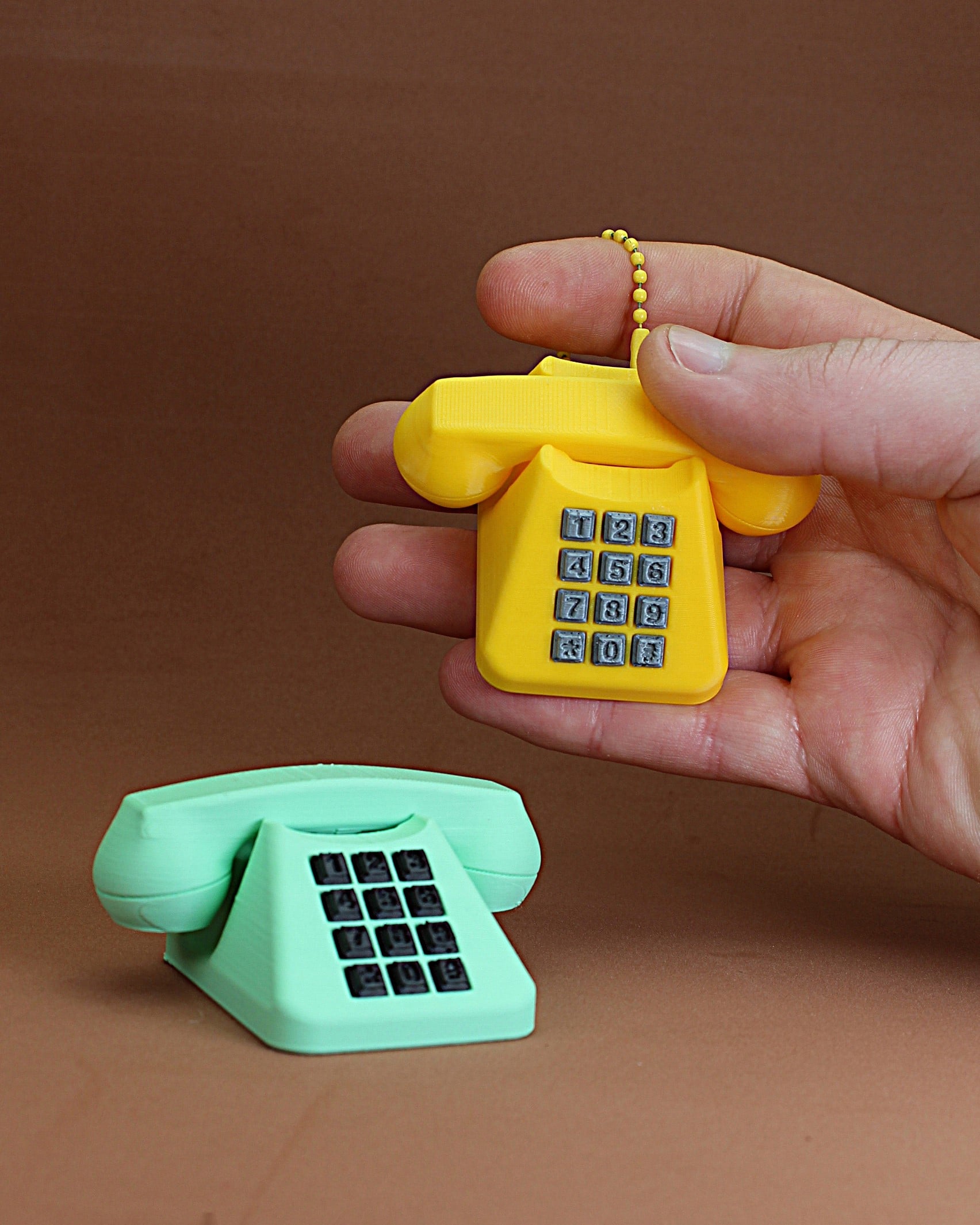 Retro Telephone Fidget Clicker Keychain 3d model