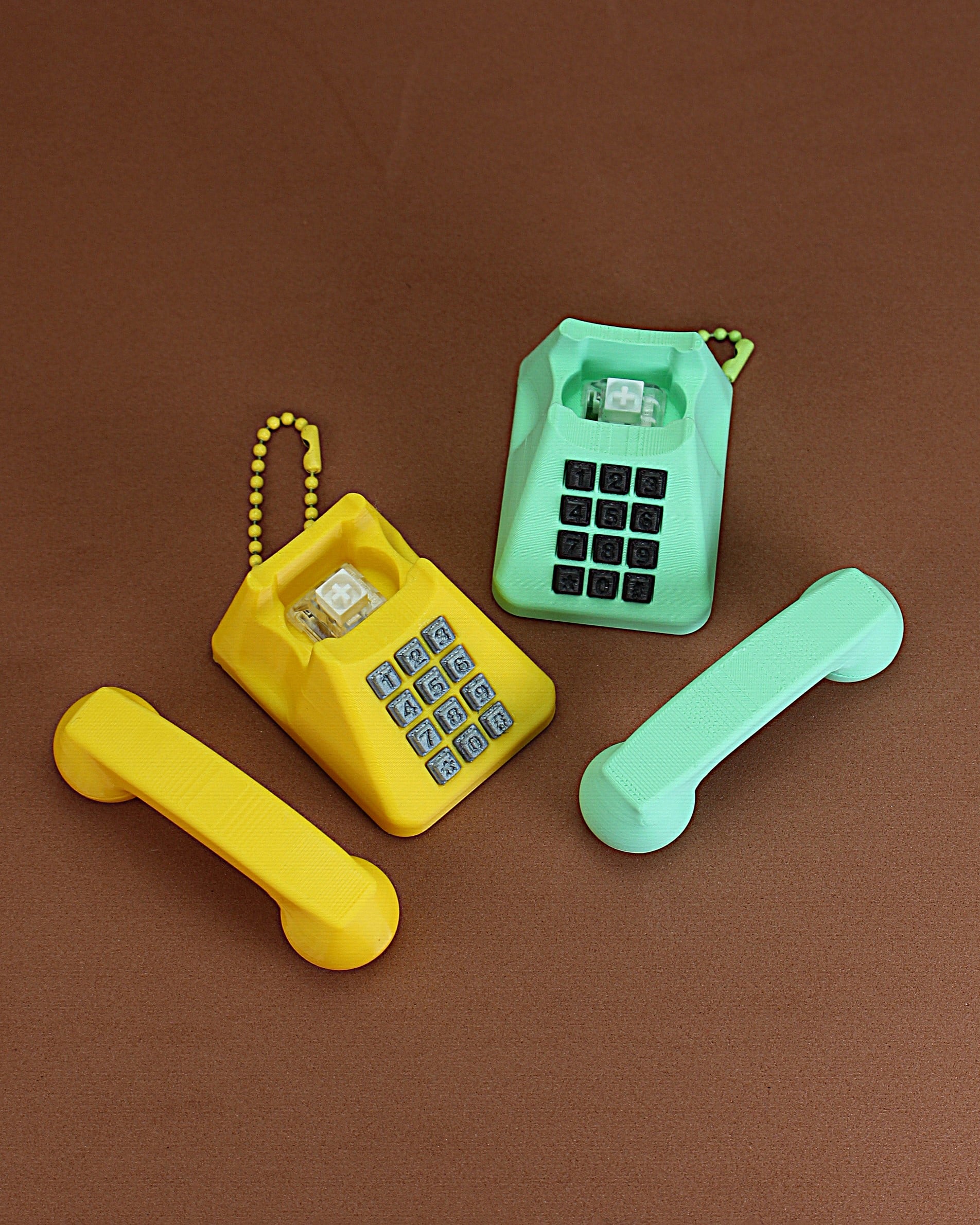 Retro Telephone Fidget Clicker Keychain 3d model