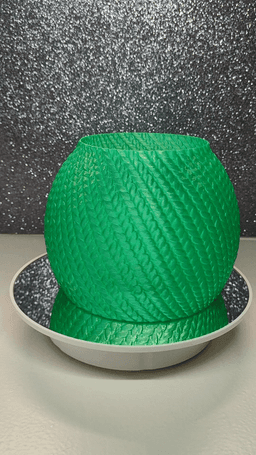 Tunisian crochet flowerpot vase 3d model