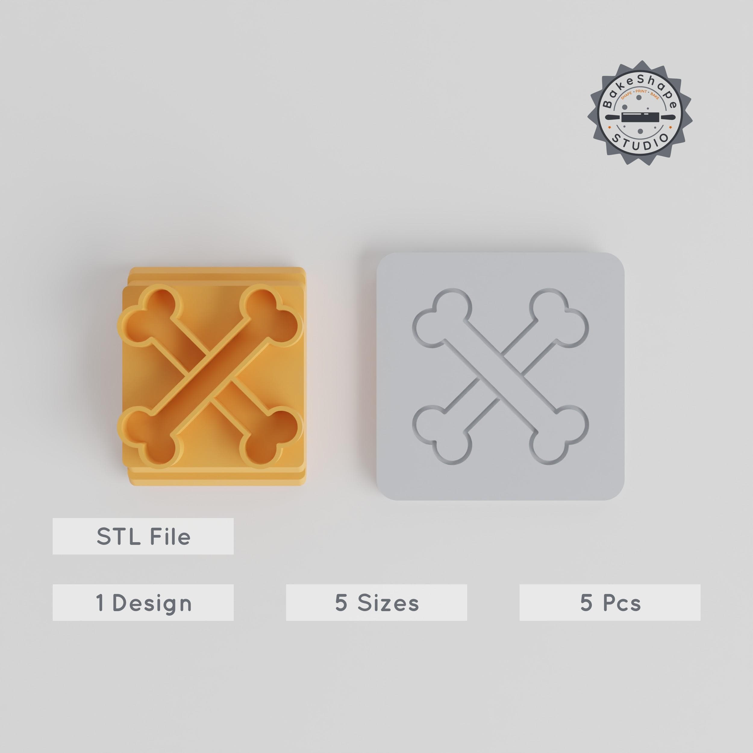 Bones Stamp Tile Set, 20-40mm Sizes, Ideal for Clay, Cookies & Fondant, Halloween Skeleton Decoration PRODUCT_3958 3d model