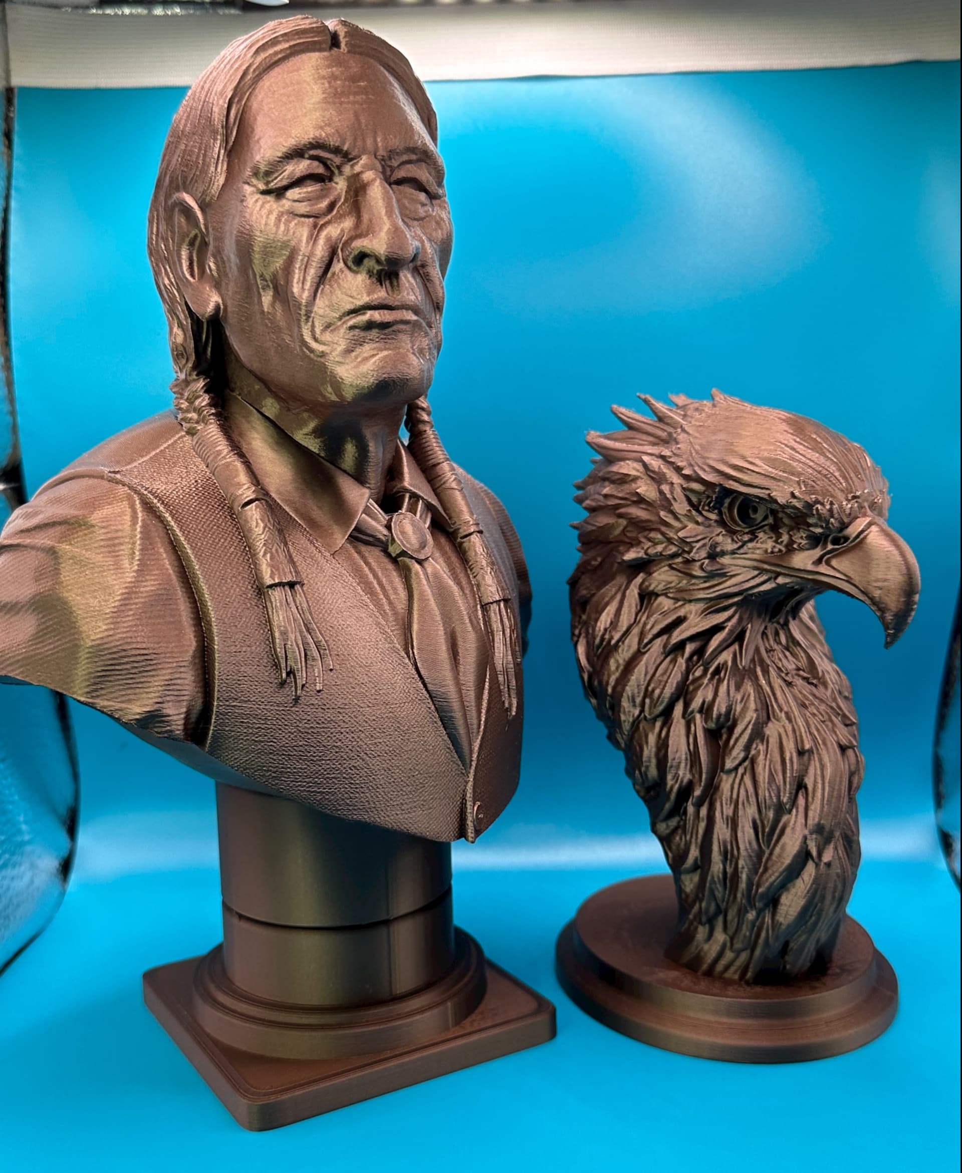 FDM Printed on Bambu X1C at.16 layer height for the main bust and at.2 With Bambu Copper Brown. scaled to 150%