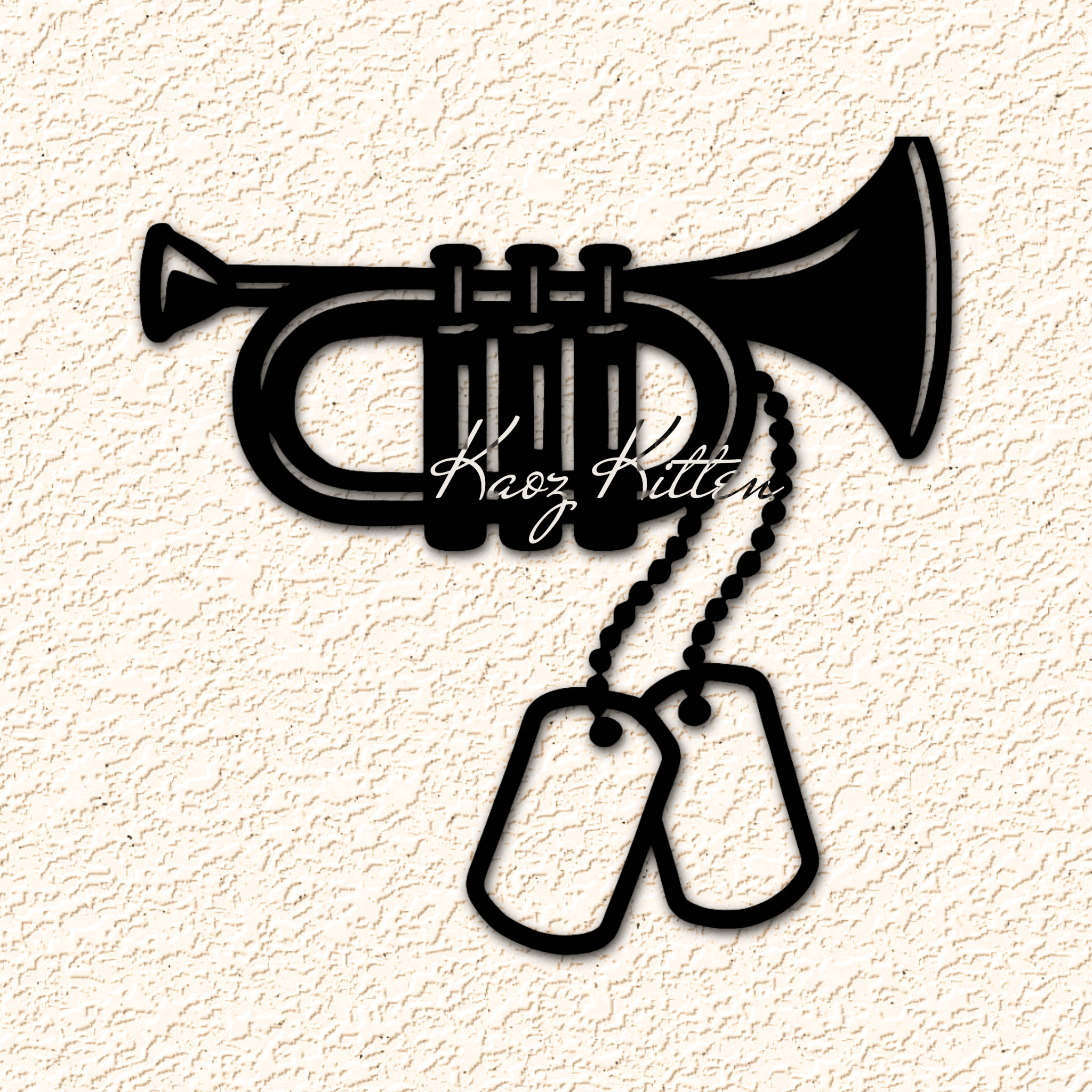 Military Trumpet Dog Tags Wall Art Home Decor 3d model