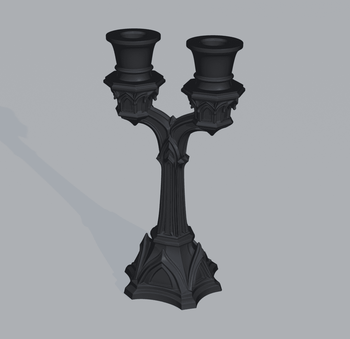 Gothic Double Candle Holder 22mm – Cathedral Style Twin Candlestick Candelabra 3d model