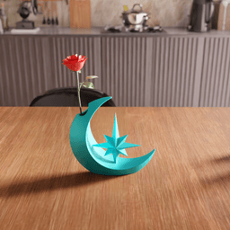 Crescent Moon and Star Celestial Vase 3d model