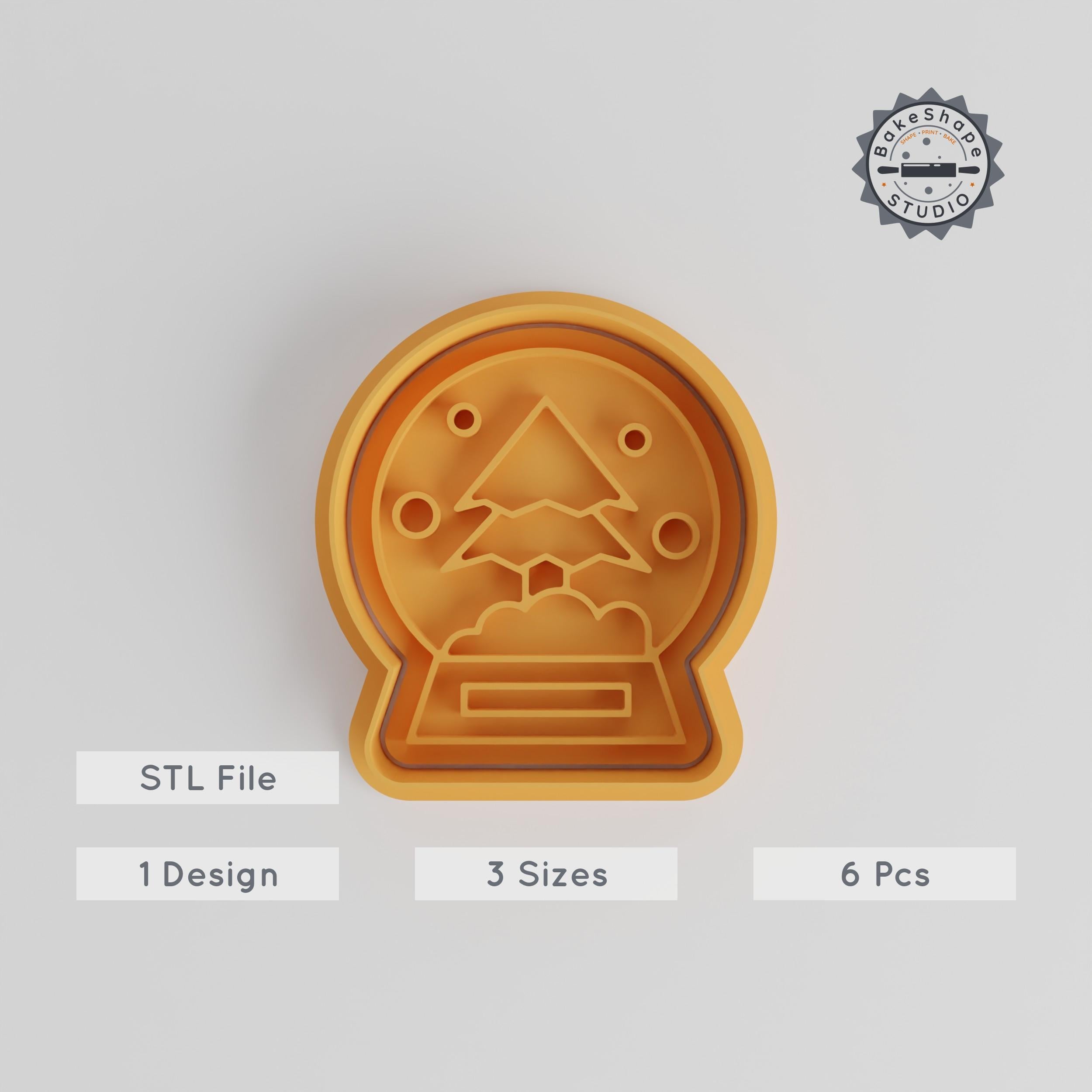 Snowglobe Cookie Cutter & Stamp, Holiday Sphere, Winter Orb Decor, S/M/L Sizes, Festive Baking Collection PRODUCT_5410 3d model