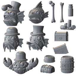 Squelchy Fish Pirate Kitbashing 32mm Tabletop Miniature Bits 3d model