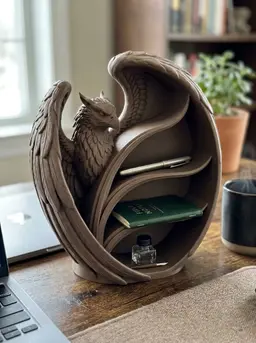 Gothic Griffin Desk Organizer & Display Shelf 3d model