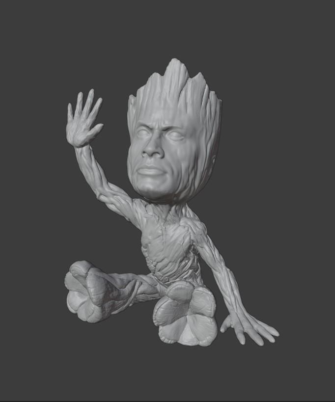 Grock (Groot + The Rock Mashup) 3d model