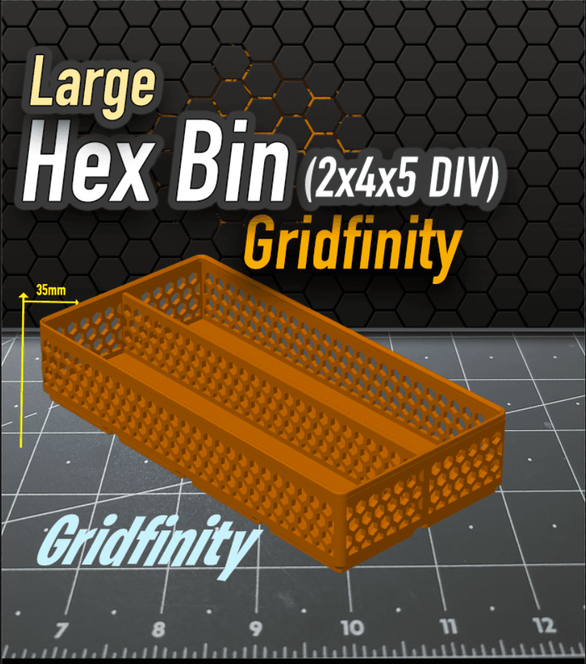 Hex Bin Gridfinity 2x4x5 DIVIDED 3d model