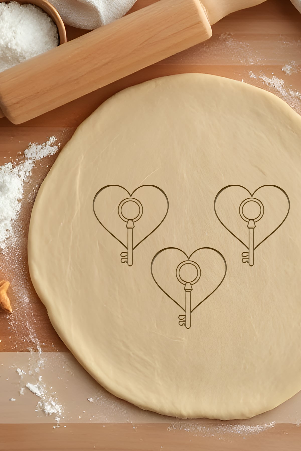 Heart Key Cookie Cutter, Biscuit Cutter 3d model