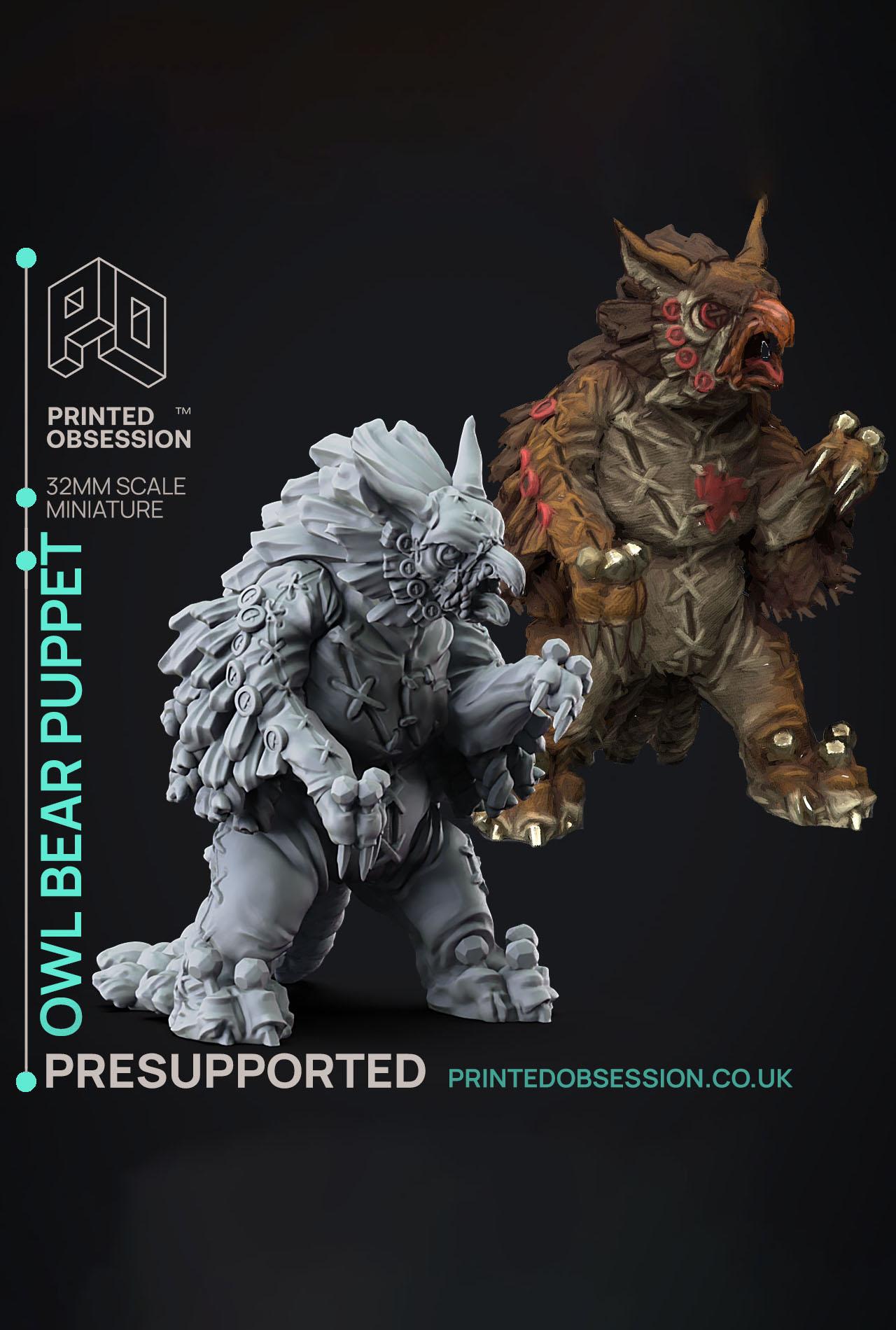 Owl Bear Puppet - Puppet masters apprentice - PRESUPPORTED - Illustrated and Stats - 32mm scale			 3d model