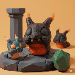 FlexiSlugs Lava Dragon - Flexi Articulated Chibi Slug STL 3d model