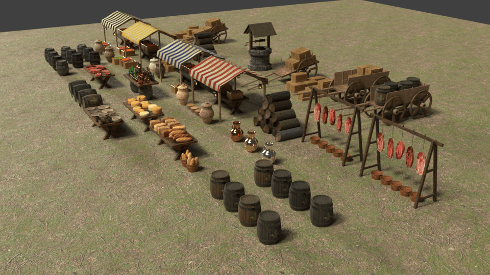 Medieval market PACK!!!! 3d model