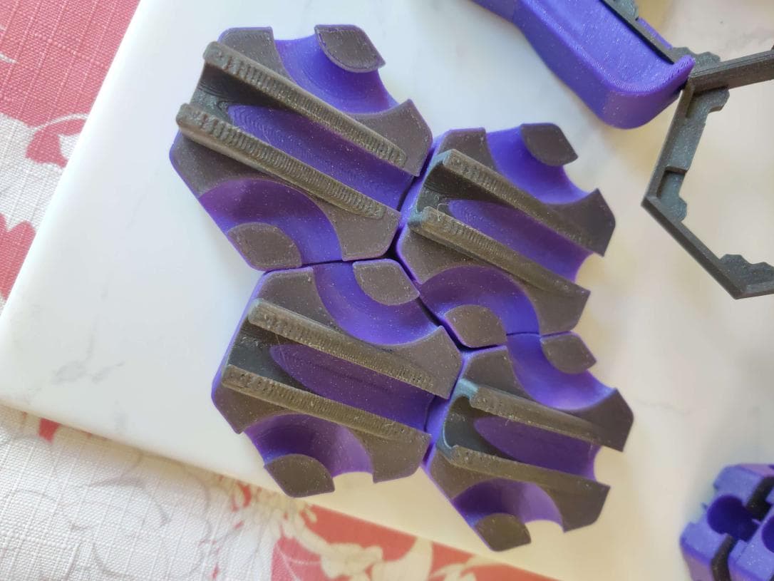 Printed with Geomagnetic Mauve and Ionized Cobalt Black Fusion Filaments ABS 1.5.