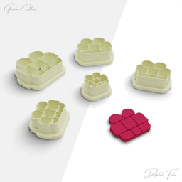 Christmas Theme Polymer Clay Cutter Package, 5 Models, 2 Cutter Version, 5 Sizes Included, No: 1142 3d model