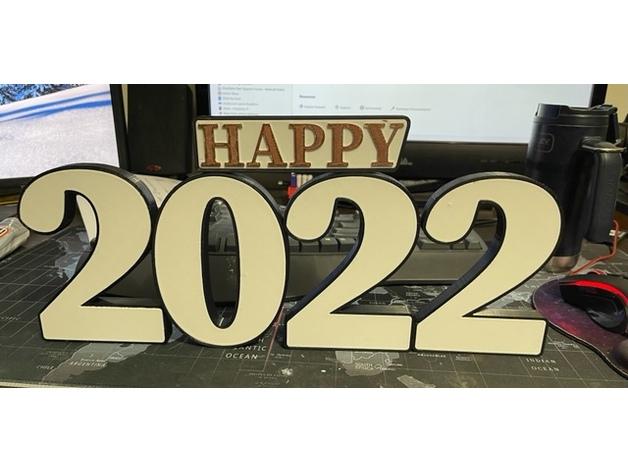Happy 2022 display 3d model