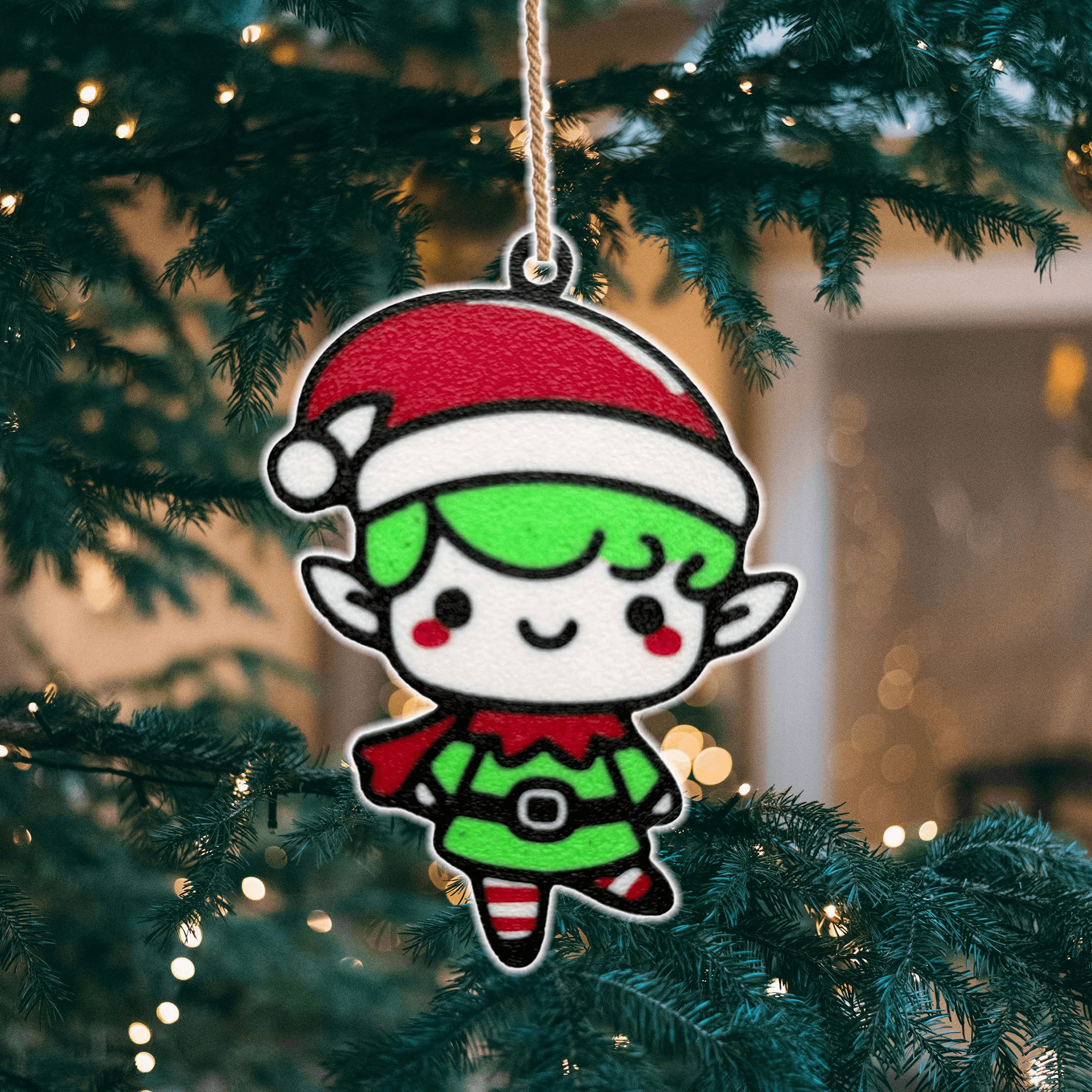 Cute Kawaii Elf Christmas Ornament v2 3d model