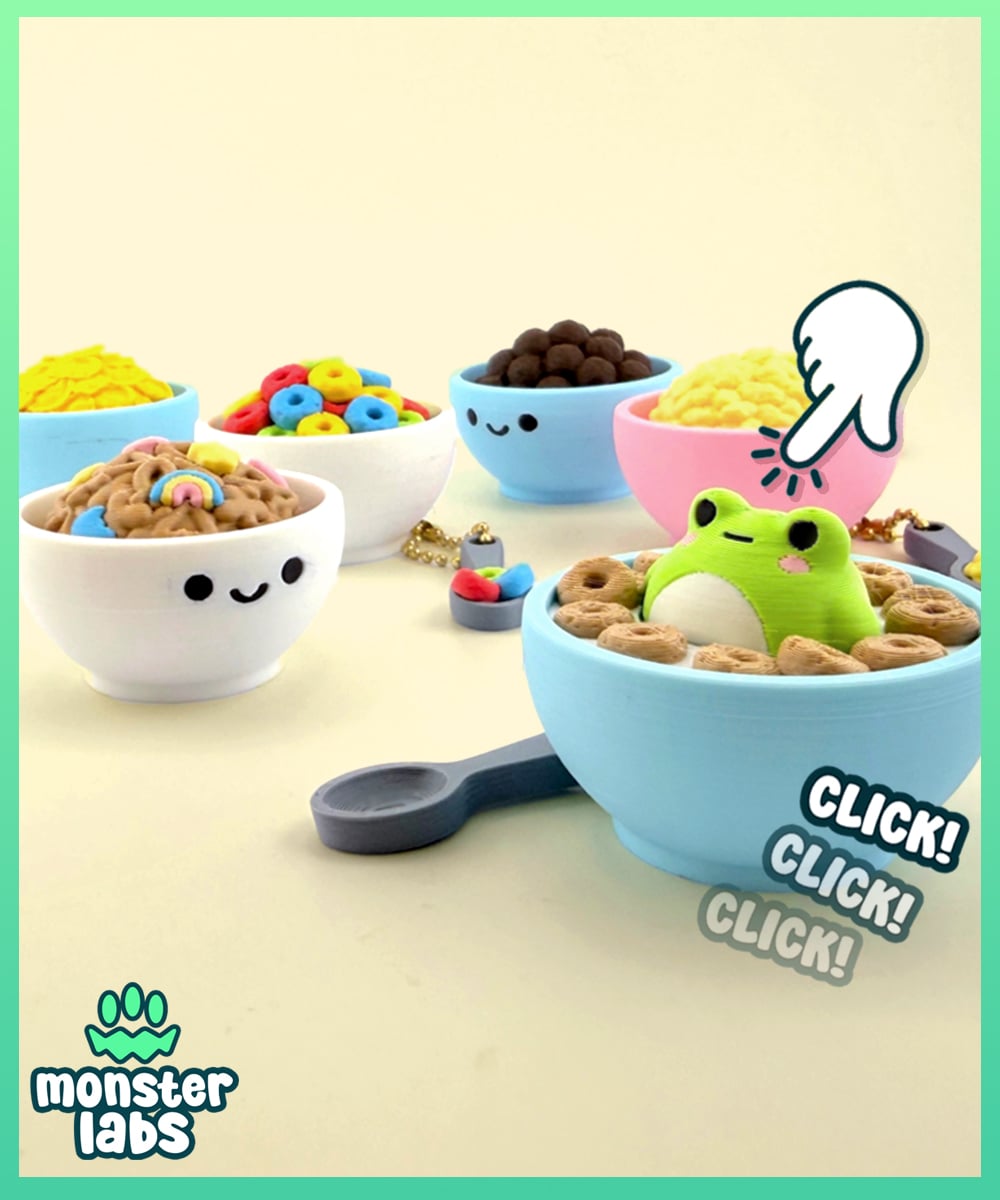 Cereal Bowl Fidget Clicker Keychain Bundle 3d model