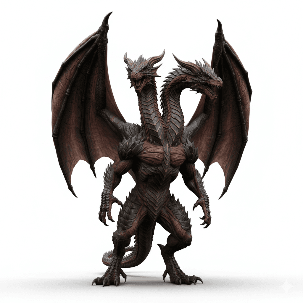 Fantasy Creature : Twin Head Dragon Mythical Creature 3d model