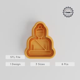 Buddha Cookie Cutter & Stamp, Spiritual Design Set, Meditating Monk, Fondant Cutter, 6-Piece Collection, Small, Medium, Large Sizes PRODUCT_4478 3d model