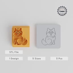 Chiba Stamp Tile Set, 5 Sizes, Perfect for Clay, Cookies & Fondant, Japanese Dog Motif PRODUCT_5360 3d model