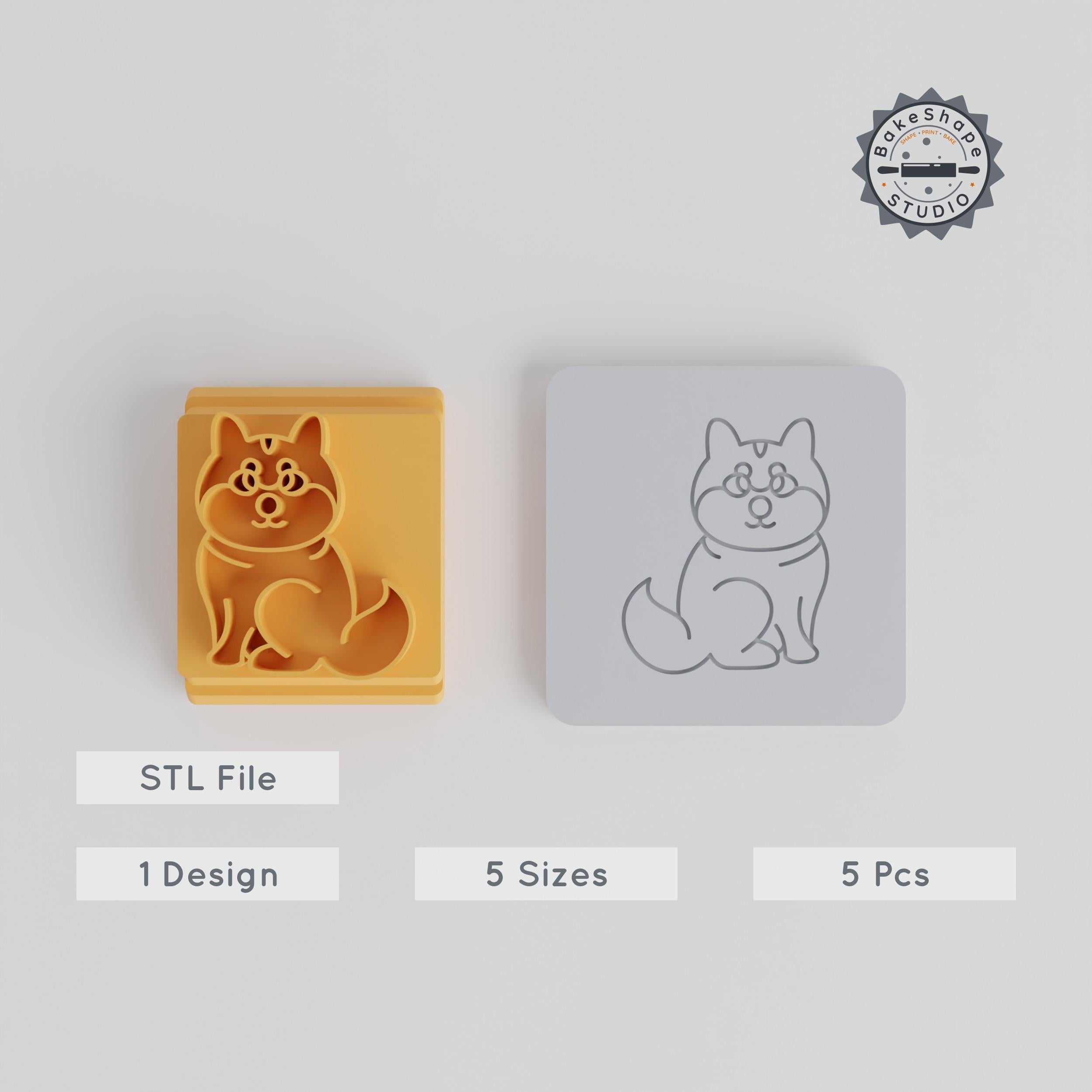 Chiba Stamp Tile Set, 5 Sizes, Perfect for Clay, Cookies & Fondant, Japanese Dog Motif PRODUCT_5360 3d model