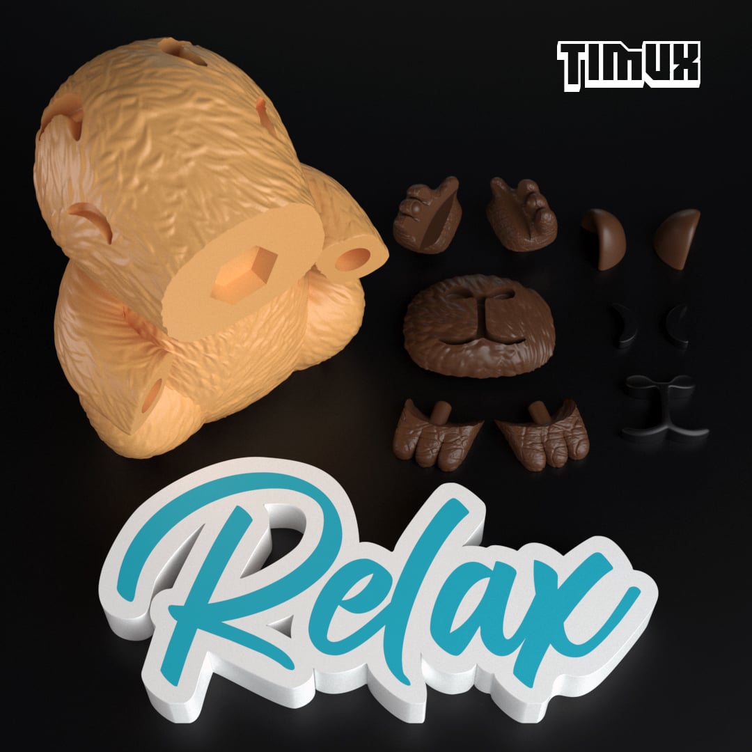 CAPYBARA WITH A RELAX SIGN 3d model